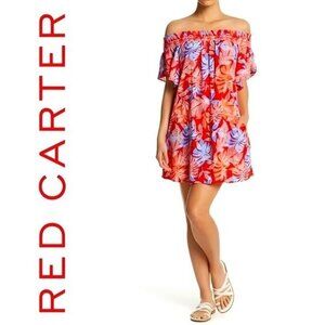 Red Carter Red Floral Swim Cover Up Dress Tunic Size 4